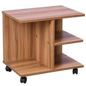 Multifonctionnel Salon Table Basse Meuble TV Magazines Table De Chevet avec Roues En Bois De Noyer