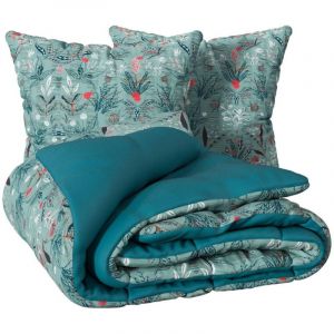 Atmosphera Parure de lit imprim&eacute;e Vegetal Marin 240x220cm cr&eacute;ateur d'int&eacute;rieur