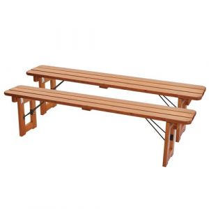 Mendler 2X Banc HWC-J61, Banc pour Ensemble de Table &agrave; bi&egrave;re Banc de Jardin, Pliable Bois laqu&eacute;, 180cm