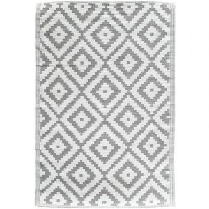 Tapis en polypropyl&egrave;ne 120 x 180 cm de long gris fonc&eacute; et blanc