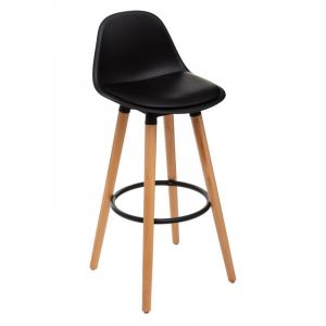 Atmosphera Lot de 2 tabourets bar déco style scandinave Maxon Couleur: Noir - Noir