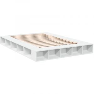 VidaXL Cadre de lit blanc 160x200 cm bois d'ingénierie, lit, lit de rangement, cadre de lit double, lit double, meuble de chambre à coucher, sommier