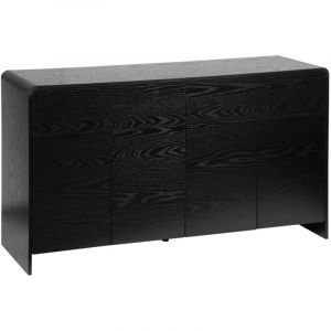 Buffet 4 portes effet bois noir arrondi