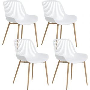 Beliani Lot de 4 chaises de salle &agrave; manger KLEVE Blanc