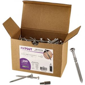 Fixtout Lot de 200 vis terrasse en inox A2 à tête réduite crantée - Diamètre de 5 mm - Longueur 60 mm