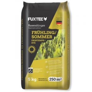 Fuxtec Engrais gazon printemps &eacute;t&eacute; FX-RDFS5 &ndash; NPK 12+3+5 organo-min&eacute;ral &ndash; azote progressif &ndash; magn&eacute;sium et soufre &ndash; granul&eacute;s fins &ndash; 5 kg