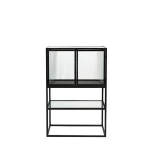 Dutchbone BOLI - Vitrine 2 portes en métal et verre trempé 90x60cm - Noir