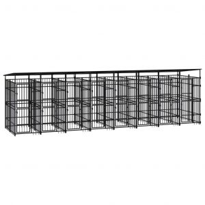 VidaXL Chenil d'extérieur avec toit pour chiens Acier 14,75 m²