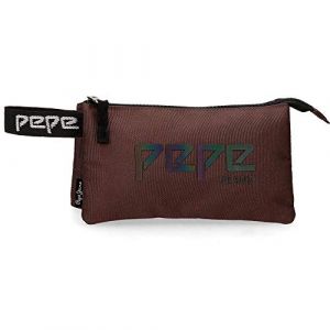 Pepe Jeans Osset Trousse triple compartiment Marron 22x12x5 cms Polyester