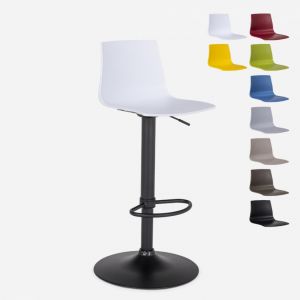 Grand Soleil Tabouret bar de cuisine design noir mat r&eacute;glable en hauteur Imola Matt, Couleur: Blanc