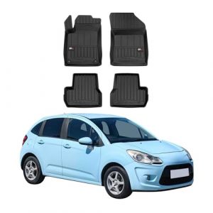 Omac Tapis de Sol Voiture pour Citroen C3 2009-2017 Caoutchouc TPE Noir