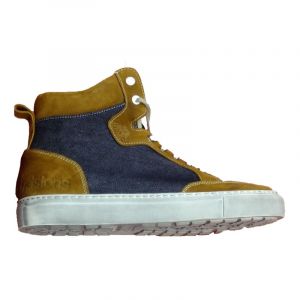 Helstons Baskets moto cuir/textile Kobe Armalith gold/bleu- 39
