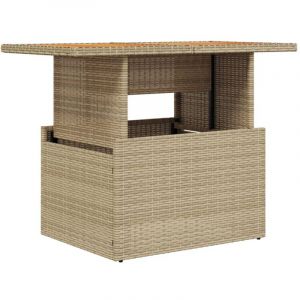 VidaXL Table De Jardin Beige 100x55x73cm R&eacute;sine Tress&eacute;e Et Bois Acacia
