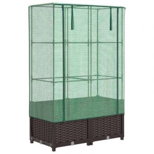 Jardinière bac lit surélevé plantes fleurs terrasse 80 x 40 x 138 cm marron