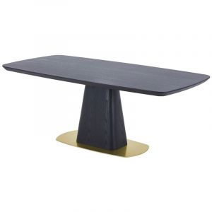 Table &agrave; manger 8 personnes placage fr&ecirc;ne et m&eacute;tal - Noir et dor&eacute; - DYLORA