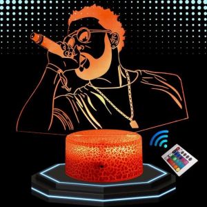 Lampe de Chevet 3D LED Damso Rappeur, Veilleuse changement de Couleurs, Lampe Tactile Bureau et Chambre Enfant Ado, Cadeau