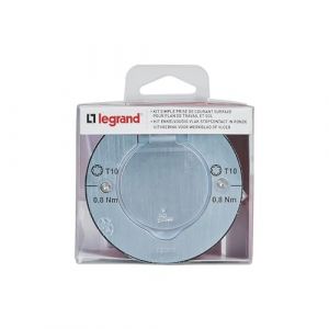 Legrand Kit Prise de Sol Ronde Inox &Eacute;tanche IP44 avec Volet + Bo&icirc;te &agrave; Encastrer