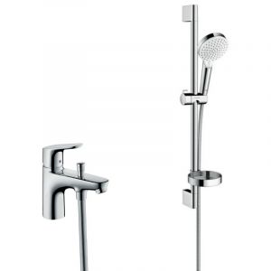 Hansgrohe Focus Pack Mitigeur bain/douche C2 + Set de douche Crometta Vario avec porte-savon (31938000-Crometta2)