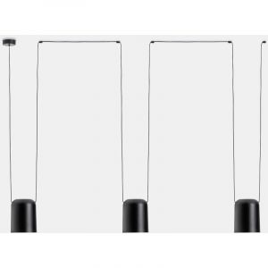 Led C4 Suspension Attic Aluminium Noir mat 3 ampoules 75cm