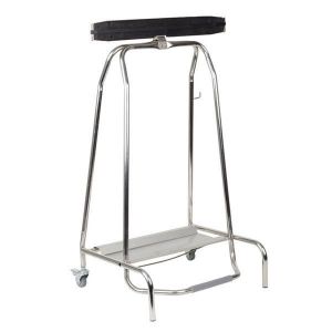 APS Porte-sac à pédale, poubelle sans contact avec mécanisme à pédale, poubelle à pédale avec 2 roulettes pivotantes, convient aux sacs poubelles jusqu'à 120 litres, LxPxH : 59 x 43 x 96 cm, acier inoxydable