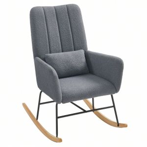 Songmics Fauteuil À Bascule, Avec Accoudoirs, Surface En Tissu Peluche, Capacité De Charge 136 Kg, Pour Chambre, Salon, Gris Ardoise