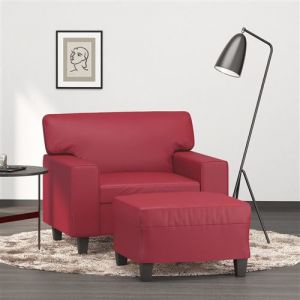 VidaXL Fauteuil avec repose-pied Rouge bordeaux 60 cm Similicuir, canap&eacute;, fauteuil, fauteuil TV, canap&eacute; simple, canap&eacute;, canap&eacute; relax
