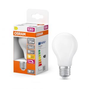 Osram Lampe LED Superstar A25 à filament en forme d'ampoule, intensité variable, 2700 K blanc chaud, 1,8 W, E27, dépolie, 250 lm, 15 000 h, pour