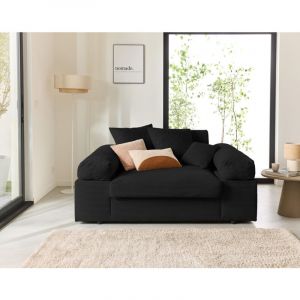 Fauteuil en velours côtelé noir