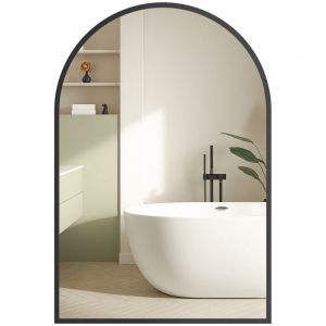 Image de Songmics Miroir salle de bain miroir mural arqué 91 x 61 cm noir