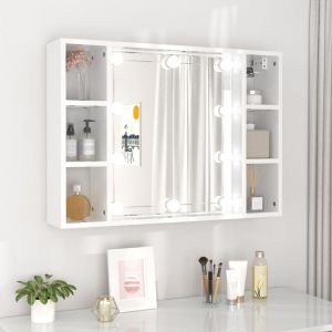 VidaXL Armoire À Miroir Avec Led Blanc Brillant 76X15X55 Cm