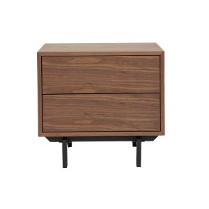 Miliboo Table de chevet vintage noyer et m&eacute;tal MANNY