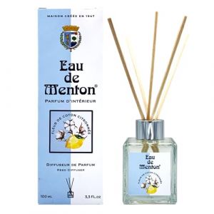 Diffuseur Parfum Fleur de Coton Citronnée 100ml avec bâtonnets - Tendre et Frais - Artisan Parfumeur en Côte d'Azur (Prestige de Menton, neuf)