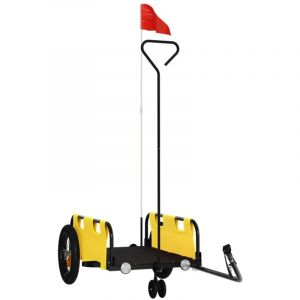 VidaXL Remorque de v&eacute;lo jaune tissu oxford et fer