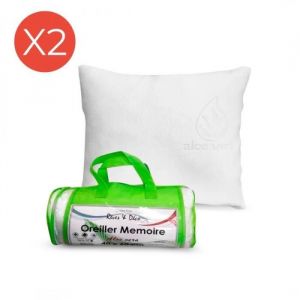 Harper Lot De 2 Oreillers Mémoire De Forme Aloe Vera 40x60 Cm
