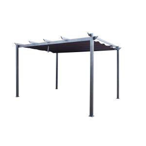 Pergola Autoportante 4x3m à Toile Rétractable Gris Lorca HYBA
