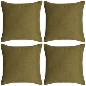 Image de VidaXL Housse de coussin 4 pcs Aspect lin Vert 50 x cm