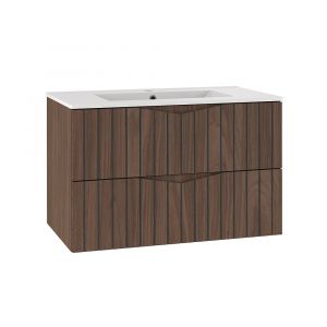 Meuble simple vasque encastrée 80cm Siena bois et noir