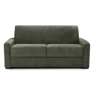 Image de Canap&eacute; convertible 3 places en velours fines c&ocirc;tes vert - Ouverture express - Anzio