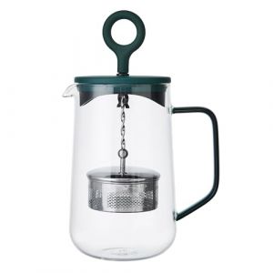La Cafetière Théière Gyro Spinfuser, 4 Tasses, en Verre Borosilicate Résistant à la Chaleur, Filtre Fin en Inox pour Thé en Vrac et Infusions, Système de Rotation et Piston, 1,25 L, Vert