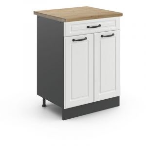 Meuble cuisine R-Line, Blanc campagne, 80 cm, pt Chêne Vicco