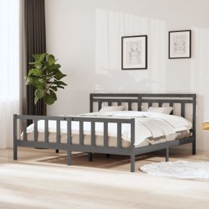 VidaXL Cadre de Lit Bois Massif Gris 200x200 cm