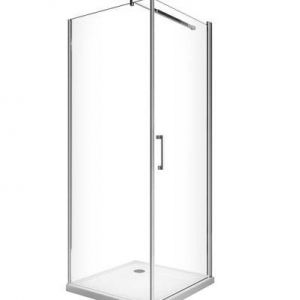 Douche de 8 mm avec porte &agrave; battant et paroi fixe laterale H.200 (receveur non inclu)&ndash; 72-74 porte x 108,5-110,5 fixe