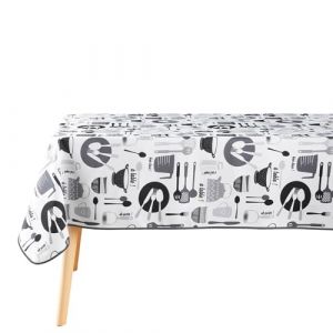 Nappe Imprim&eacute; Kitchen 150x240cm Blanc & Noir