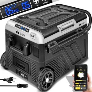 Tillvex Glacière à Compresseur Noir 60 L Avec Batterie Congélateur Electrique avec Contrôle WiFi-APP Port USB 12/24 V 230V