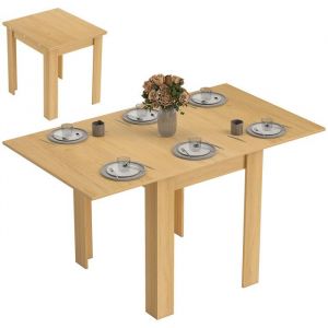 Homcom Table &agrave; manger extensible - 4 &agrave; 6 personnes - patins en feutre - panneau de particules - 70-140x80x77,5cm - bois naturel