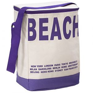 Deuba Sac Isotherme Beige/Lilas 20 L Sac avec bandouli&egrave;re R&eacute;frig&eacute;rant Camping Courses