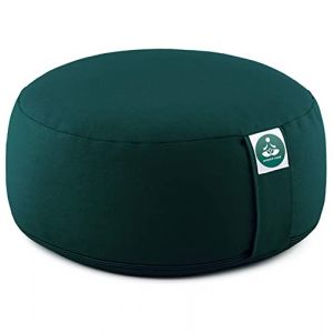 Image de Atlanti Coussin M&eacute;ditation Rond - Zafu Yoga 100% Naturel - Housse Lavable - Vert &Eacute;meraude - Hauteur 16cm - 1 Unit&eacute;