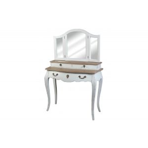 Declikdeco Coiffeuse 3 Tiroirs Bois Blanc MANSA