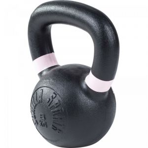 Gorilla Sports Kettlebell en fonte noir avec couleur rayé poignées disponible de 4kg à 32kg - Haltère russe - Poids : 8 KG