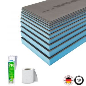 Wedi Panneaux, 2500x600x80mm + panneaux, 2500x600x80mm + panneaux, 2500x600x80mm + Colle polymere étanchéité 310ML + Tools bande d armature,